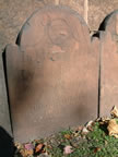 Grove Steet Cemetery, Old Grave Markers Along Back Wall (72kb)